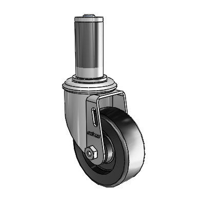 2 Series Expanding Adapter Stem Zinc Swivel Caster with 3.5 x 1.25 Black Polyolefin Wheel