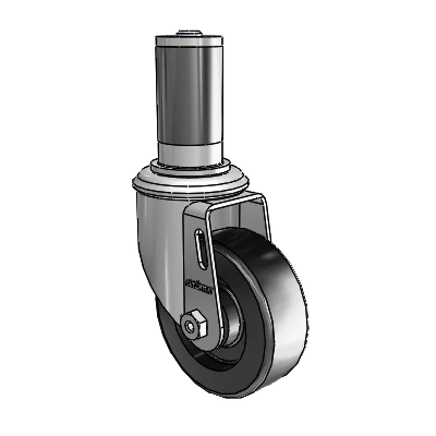 2 Series Expanding Adapter Stem Zinc Swivel Caster with 3.5 x 1.25 Black Polyolefin Wheel