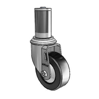 2 Series Expanding Adapter Stem Zinc Swivel Caster with 3.5 x 1.25 Black Polyolefin Wheel