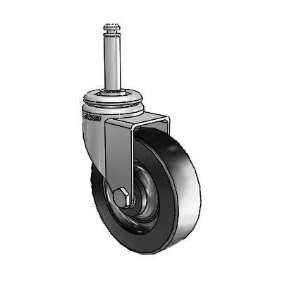 7/8" Wide Casters: Series 1 | Colson Grip Ring Stem up to 75 lbs Zinc Swivel Caster with 3 x 0.8750 Black Polyolefin Wheel