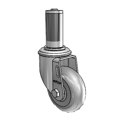 2 Series Expanding Adapter Stem Zinc Swivel Caster with 3.5 x 1.3125 Grey on Grey Performa Rubber (Round) Wheel