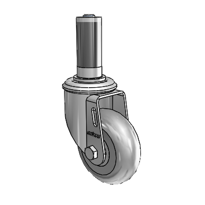 2 Series Expanding Adapter Stem Zinc Swivel Caster with 3.5 x 1.3125 Grey on Grey Performa Rubber (Round) Wheel