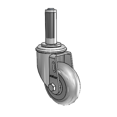 2 Series Expanding Adapter Stem Zinc Swivel Caster with 3.5 x 1.3125 Grey on Grey Performa Rubber (Round) Wheel