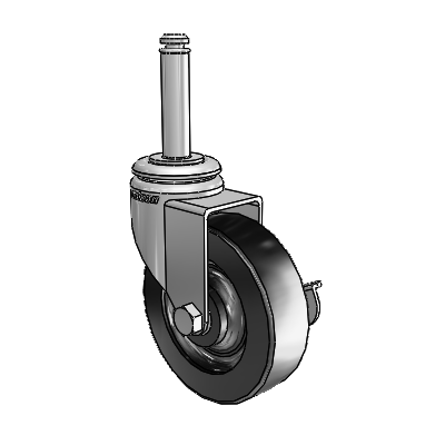 7/8" Wide Casters: Series 1 | Colson Grip Ring Stem up to 75 lbs Zinc Swivel Caster with 3 x 0.8750 Black Polyolefin Wheel and Side Lock Brake