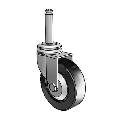 7/8" Wide Casters: Series 1 | Colson Grip Ring Stem up to 75 lbs Zinc Swivel Caster with 3 x 0.8750 Black Polyolefin Wheel