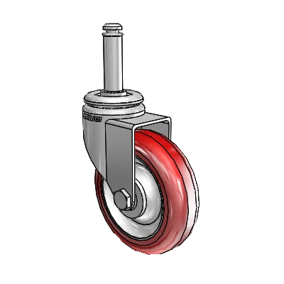7/8" Wide Casters: Series 1 | Colson Grip Ring Stem up to 75 lbs Zinc Swivel Caster with 3 x 0.8750 Maroon on Grey Polyurethane HI-TECH Wheel