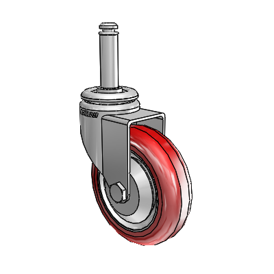 7/8" Wide Casters: Series 1 | Colson Grip Ring Stem up to 75 lbs Zinc Swivel Caster with 3 x 0.8750 Maroon on Grey Polyurethane HI-TECH Wheel