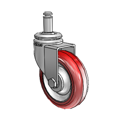 7/8" Wide Casters: Series 1 | Colson Grip Ring Stem up to 75 lbs Zinc Swivel Caster with 3 x 0.8750 Maroon on Grey Polyurethane HI-TECH Wheel