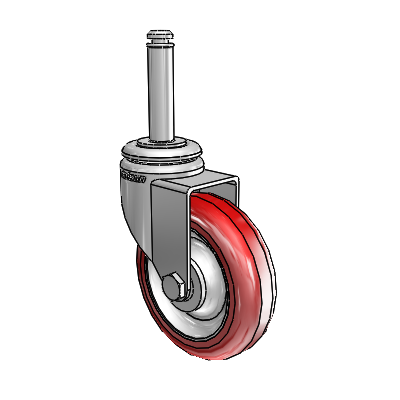 7/8" Wide Casters: Series 1 | Colson Grip Ring Stem up to 75 lbs Zinc Swivel Caster with 3 x 0.8750 Maroon on Grey Polyurethane HI-TECH Wheel
