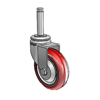 7/8" Wide Casters: Series 1 | Colson Grip Ring Stem up to 75 lbs Zinc Swivel Caster with 3 x 0.8750 Maroon on Grey Polyurethane HI-TECH Wheel