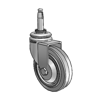 7/8" Wide Casters: Series 1 | Colson Wood Furniture Stem Zinc Swivel Caster with 3 x 0.8750 Grey on Grey Performa Rubber (Flat/Grey) Wheel