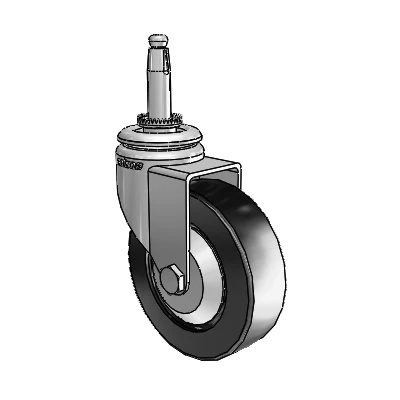 7/8" Wide Casters: Series 1 | Colson Wood Furniture Stem Zinc Swivel Caster with 3 x 0.8750 Black Polyolefin Wheel