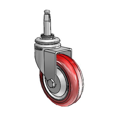 7/8" Wide Casters: Series 1 | Colson Wood Furniture Stem Zinc Swivel Caster with 3 x 0.8750 Maroon on Grey Polyurethane HI-TECH Wheel