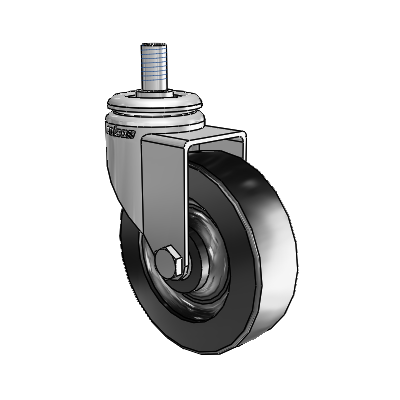 7/8" Wide Casters: Series 1 | Colson Threaded Stem up to 75 lbs Zinc Swivel Caster with 3 x 0.8750 Black Polyolefin Wheel
