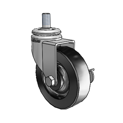 7/8" Wide Casters: Series 1 | Colson Threaded Stem up to 75 lbs Zinc Swivel Caster with 3 x 0.8750 Black Polyolefin Wheel and Side Lock Brake
