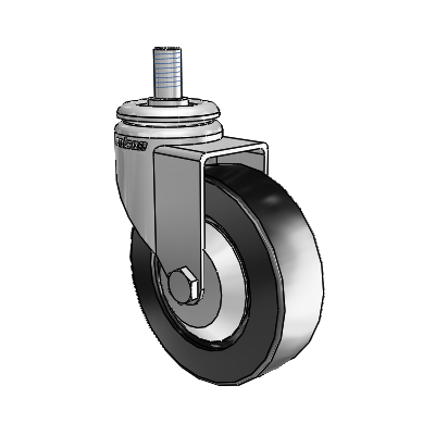 7/8" Wide Casters: Series 1 | Colson Threaded Stem up to 75 lbs Zinc Swivel Caster with 3 x 0.8750 Black Polyolefin Wheel