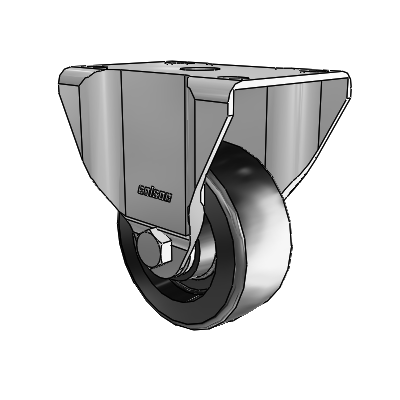 2 Series Casters Top Plate Rigid Zinc with 3 x 1.25 Black Polyolefin Wheel