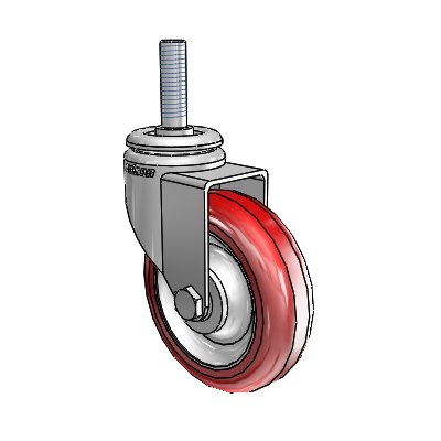 7/8" Wide Casters: Series 1 | Colson Threaded Stem up to 75 lbs Zinc Swivel Caster with 3 x 0.8750 Maroon on Grey Polyurethane HI-TECH Wheel