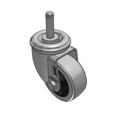 2 Series Casters Grip Ring Stem Caster with 3 x 1.25 Rubber HI-TECH Wheel