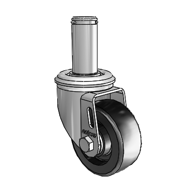 2 Series Grip Ring Stem Zinc Swivel Caster with 3 x 1.25 Black Polyolefin Wheel