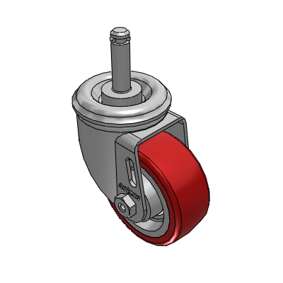 2 Series Casters Grip Ring Stem Caster with 3 x 1.25 Polyurethane HI-TECH Wheel