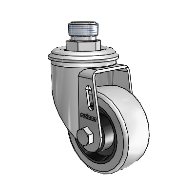 2 Series Pipe Thread Stem Zinc Swivel Caster with 3 x 1.25 Grey on Grey Rubber HI-TECH Wheel