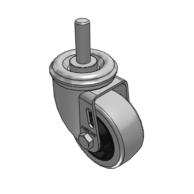 2 Series Casters Threaded Stem Caster with 3 x 1.25 Rubber HI-TECH Wheel