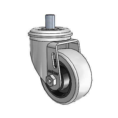 2 Series Threaded Stem Zinc Swivel Caster with 3 x 1.25 Grey on Grey Rubber HI-TECH Wheel