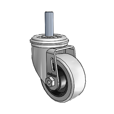 2 Series Threaded Stem Zinc Swivel Caster with 3 x 1.25 Grey on Grey Rubber HI-TECH Wheel