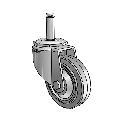 7/8" Wide Casters: Series 1 | Colson Grip Ring Stem up to 145 lbs Zinc Swivel Caster with 3 x 0.8750 Grey on Grey Performa Rubber (Flat/Grey) Wheel