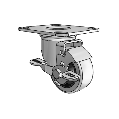 2 Series Casters Top Plate Swivel Zinc with 3 x 1.25 Grey on Grey Rubber HI-TECH Wheel and Top Lock Brake
