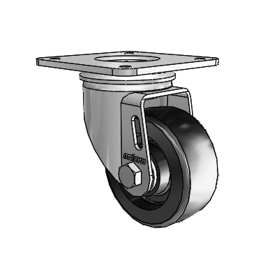 2 Series Casters Top Plate Swivel Zinc with 3 x 1.25 Black Polyolefin Wheel