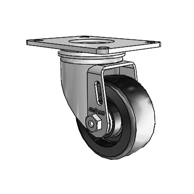 2 Series Casters Top Plate Swivel Zinc with 3 x 1.25 Black Polyolefin Wheel