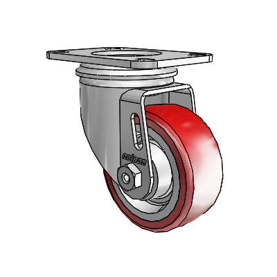 2 Series Casters Top Plate Swivel Zinc with 3 x 1.25 Maroon on Grey Polyurethane HI-TECH Wheel