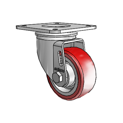 2 Series Casters Top Plate Swivel Zinc with 3 x 1.25 Maroon on Grey Polyurethane HI-TECH Wheel