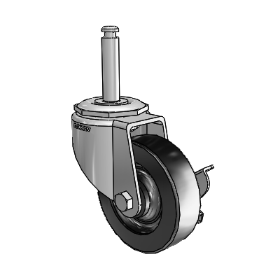7/8" Wide Casters: Series 1 | Colson Grip Ring Stem up to 145 lbs Zinc Swivel Caster with 3 x 0.8750 Black Polyolefin Wheel and Side Lock Brake