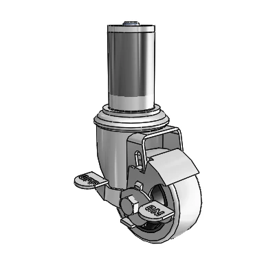 2 Series Expanding Adapter Stem Zinc Swivel Caster with 3 x 1.25 Grey on Grey Rubber HI-TECH Wheel Top Lock (BRK1)