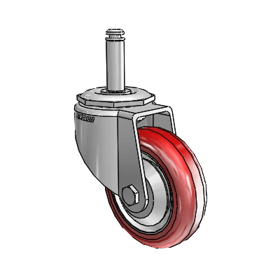 7/8" Wide Casters: Series 1 | Colson Grip Ring Stem up to 145 lbs Zinc Swivel Caster with 3 x 0.8750 Maroon on Grey Polyurethane HI-TECH Wheel