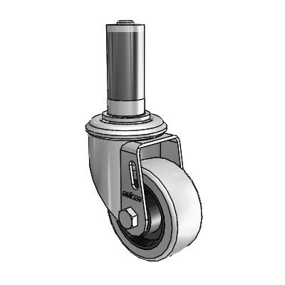 2 Series Expanding Adapter Stem Zinc Swivel Caster with 3 x 1.25 Grey on Grey Rubber HI-TECH Wheel
