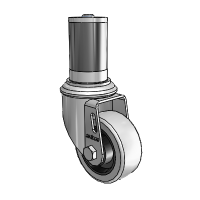 2 Series Expanding Adapter Stem Zinc Swivel Caster with 3 x 1.25 Grey on Grey Rubber HI-TECH Wheel