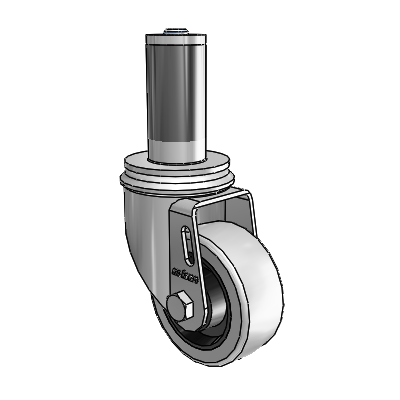 2 Series Expanding Adapter Stem Zinc Swivel Caster with 3 x 1.25 Grey on Grey Rubber HI-TECH Wheel