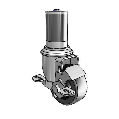 2 Series Expanding Adapter Stem Zinc Swivel Caster with 3 x 1.25 Black Polyolefin Wheel Top Lock (BRK1)