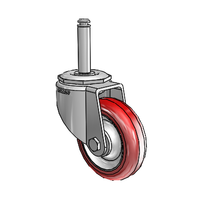 7/8" Wide Casters: Series 1 | Colson Grip Ring Stem up to 145 lbs Zinc Swivel Caster with 3 x 0.8750 Maroon on Grey Polyurethane HI-TECH Wheel