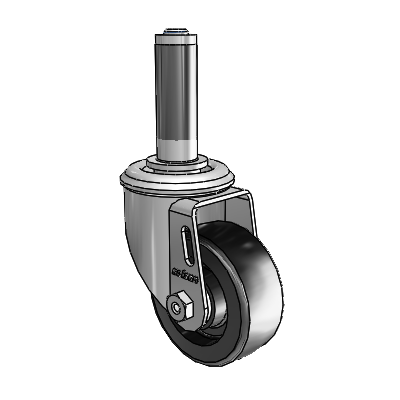 2 Series Expanding Adapter Stem Zinc Swivel Caster with 3 x 1.25 Black Polyolefin Wheel