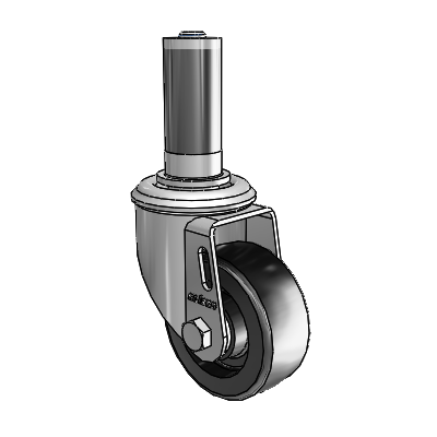 2 Series Expanding Adapter Stem Zinc Swivel Caster with 3 x 1.25 Black Polyolefin Wheel
