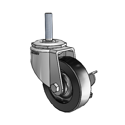 7/8" Wide Casters: Series 1 | Colson Threaded Stem up to 145 lbs Zinc Swivel Caster with 3 x 0.8750 Black Polyolefin Wheel and Side Lock Brake