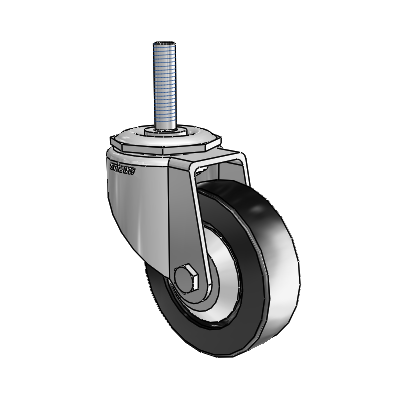 7/8" Wide Casters: Series 1 | Colson Threaded Stem up to 145 lbs Zinc Swivel Caster with 3 x 0.8750 Black Polyolefin Wheel