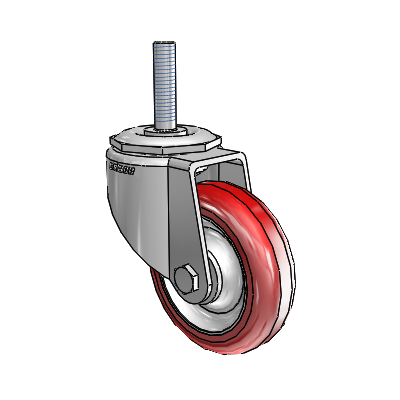 7/8" Wide Casters: Series 1 | Colson Threaded Stem up to 145 lbs Zinc Swivel Caster with 3 x 0.8750 Maroon on Grey Polyurethane HI-TECH Wheel