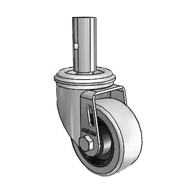 2 Series Casters Square Stem Swivel Zinc with 3 x 1.25 Grey on Grey Rubber HI-TECH Wheel