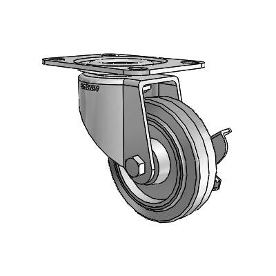 7/8" Wide Casters: Series 1 | Colson Large Top Plate Swivel Caster up to 145 lbs Zinc with 3 x 0.8750 Grey on Grey Performa Rubber (Flat/Grey) Wheel and Side Lock Brake